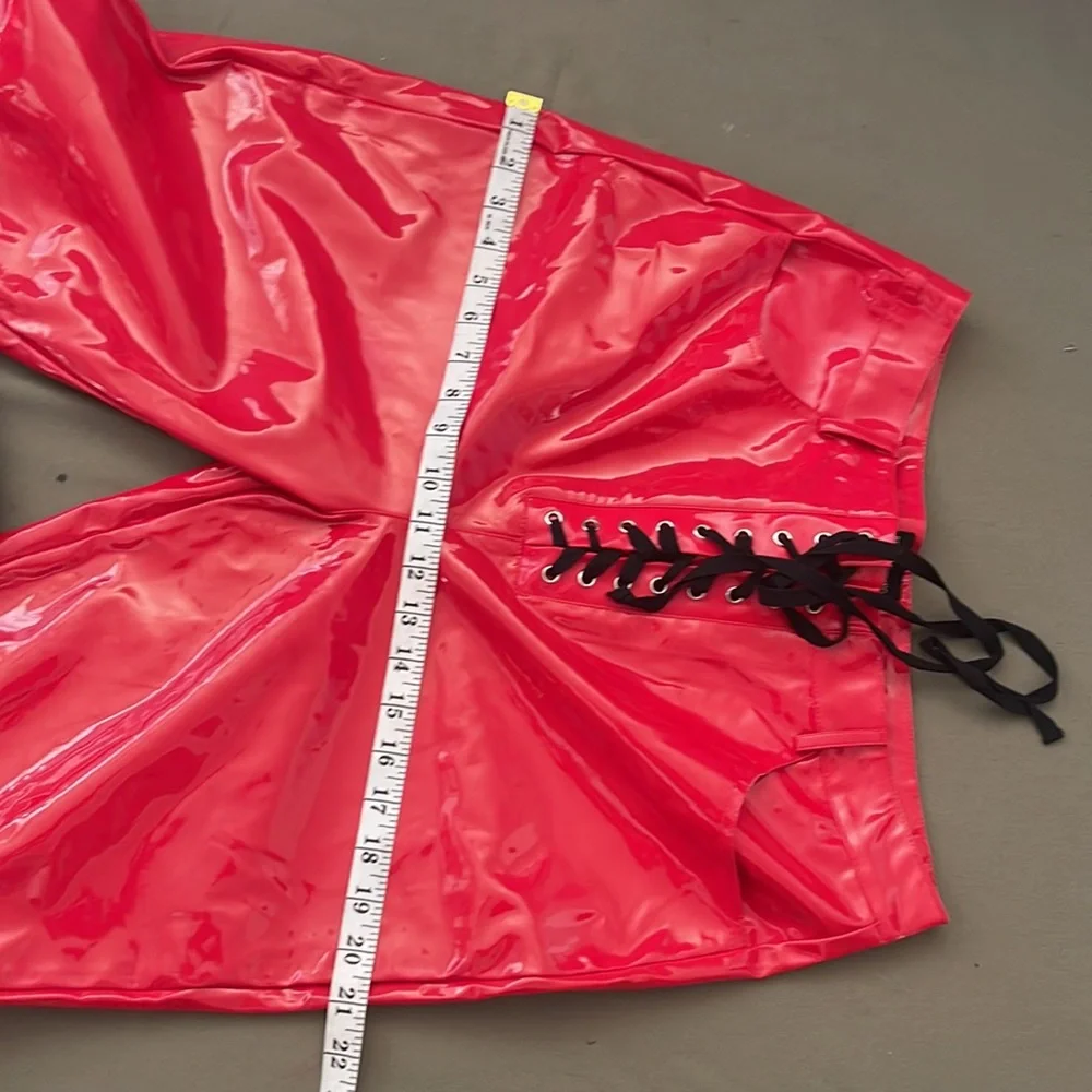 PRETTY little THING  metalic red color Hi-RISE  Size 14” Womens pants - Picture 9 of 15